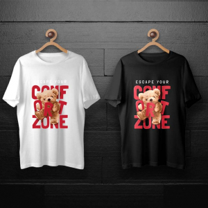 طرح لایه باز خرس تدی با نوشته مکان راحت برای چاپ روی انواع تیشرت